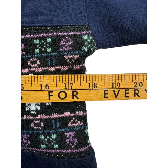 Vintage Copper Key Nordic-Inspired Sweater XL 16 Navy Blue Grannycore - Picture 5 of 9